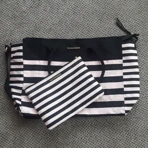 Large striped overnight bag